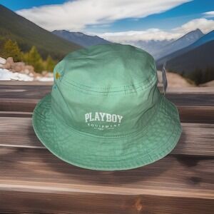 NWT Pacsun Playboy Forever Bunny Logo Bucket Hat Summer Cotton Rare Green OSFA